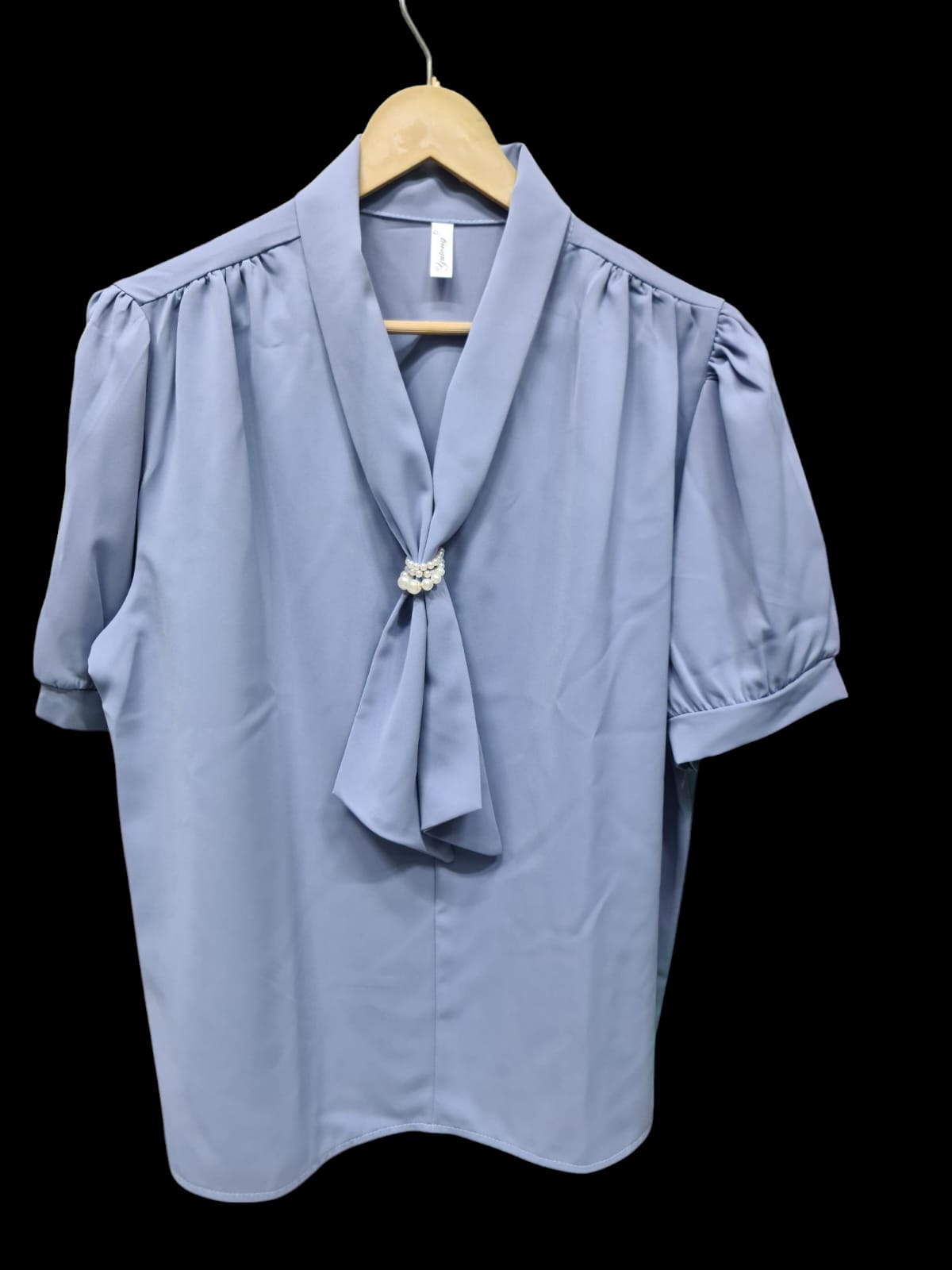 purple Imported tie collar top